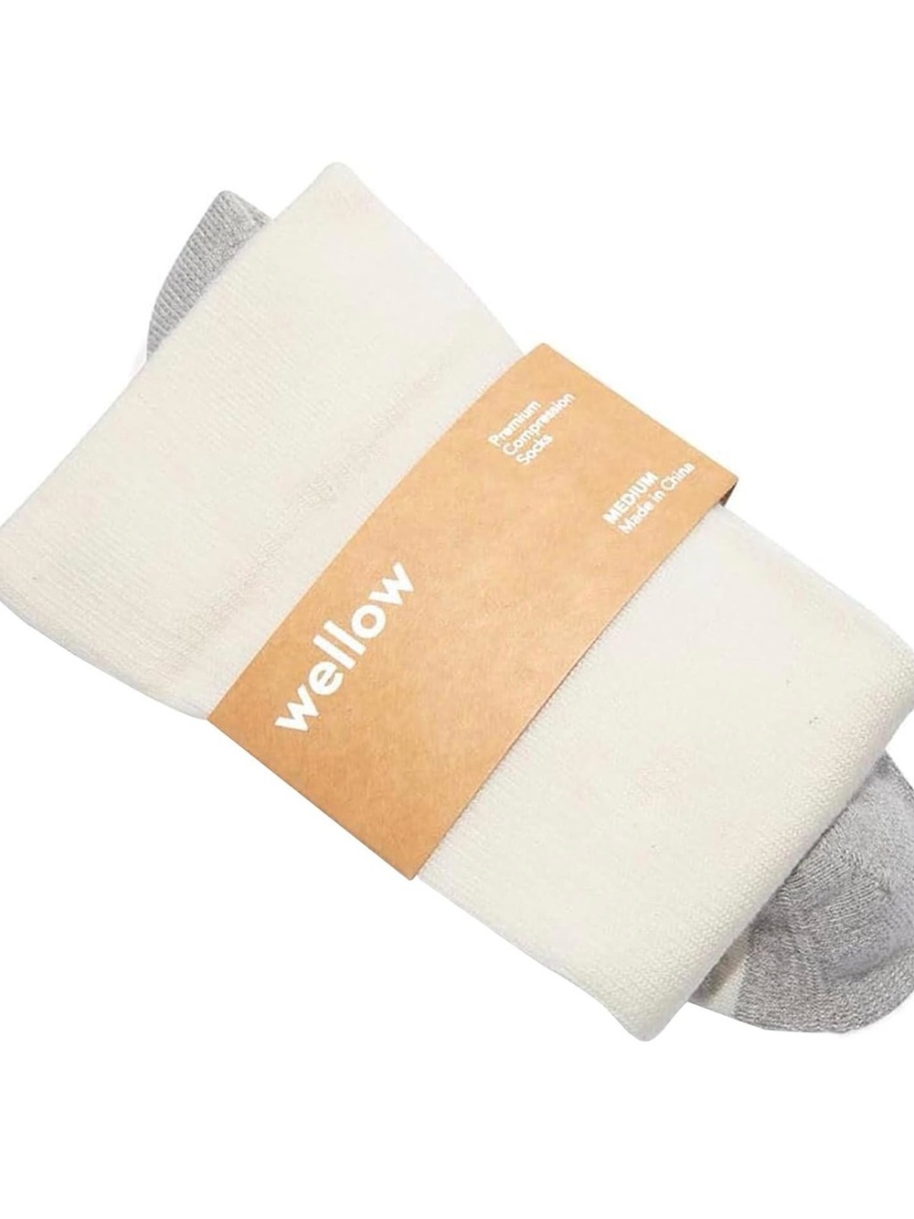 NWT compression socks Wellow Cream & Gray Socks - 1 Pair size Large